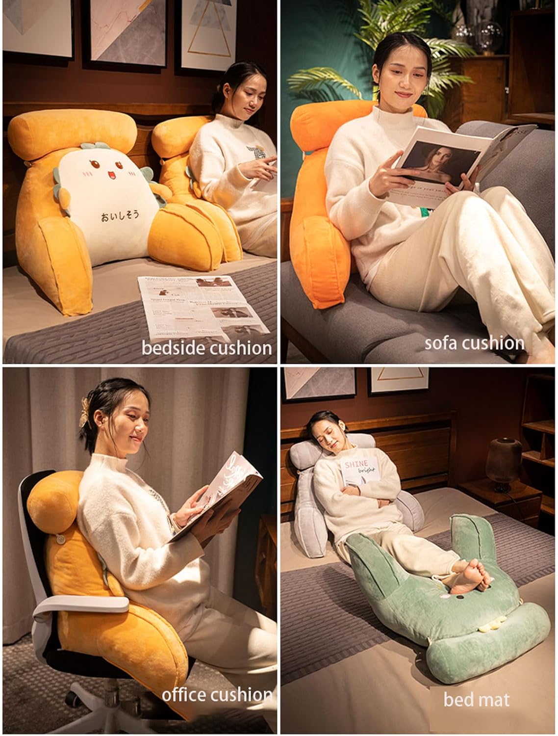 ZIKGER Almohada de lectura para el suelo, colchón de cama, soporte de cuña, cojín de espalda lumbar para descanso, almohadas de respaldo, cabecero,
