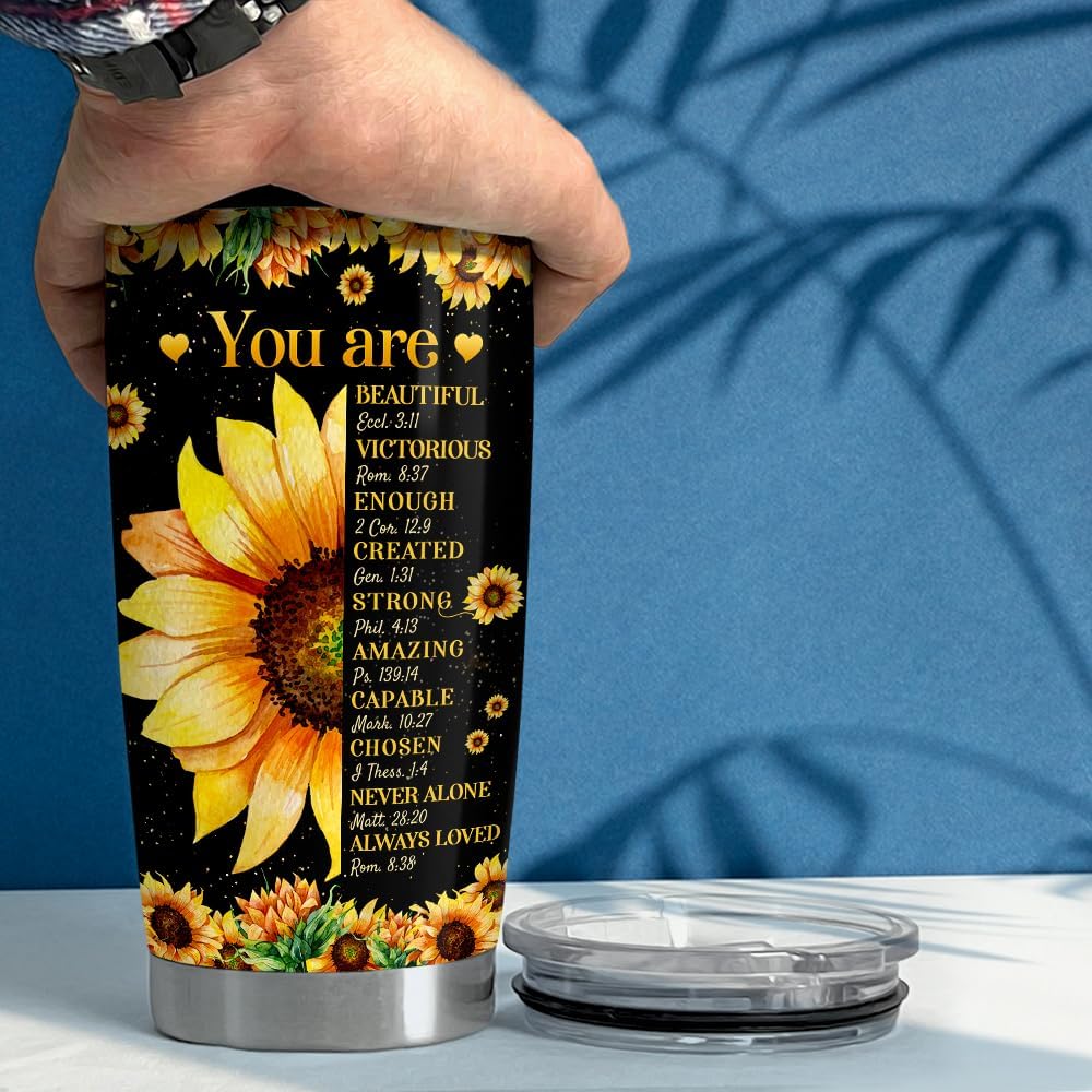 SANDJEST Vaso inspirador de 20 onzas, regalo cristiano, regalos inspiradores para mujeres, vasos con aislamiento de acero inoxidable motivacional,