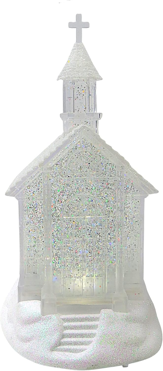Christmas by Roman Inc., Colección Confetti Lites, 10.25 pulgadas de alto, confeti con remolino LED, cúpula de luz para iglesia, linterna, globo de