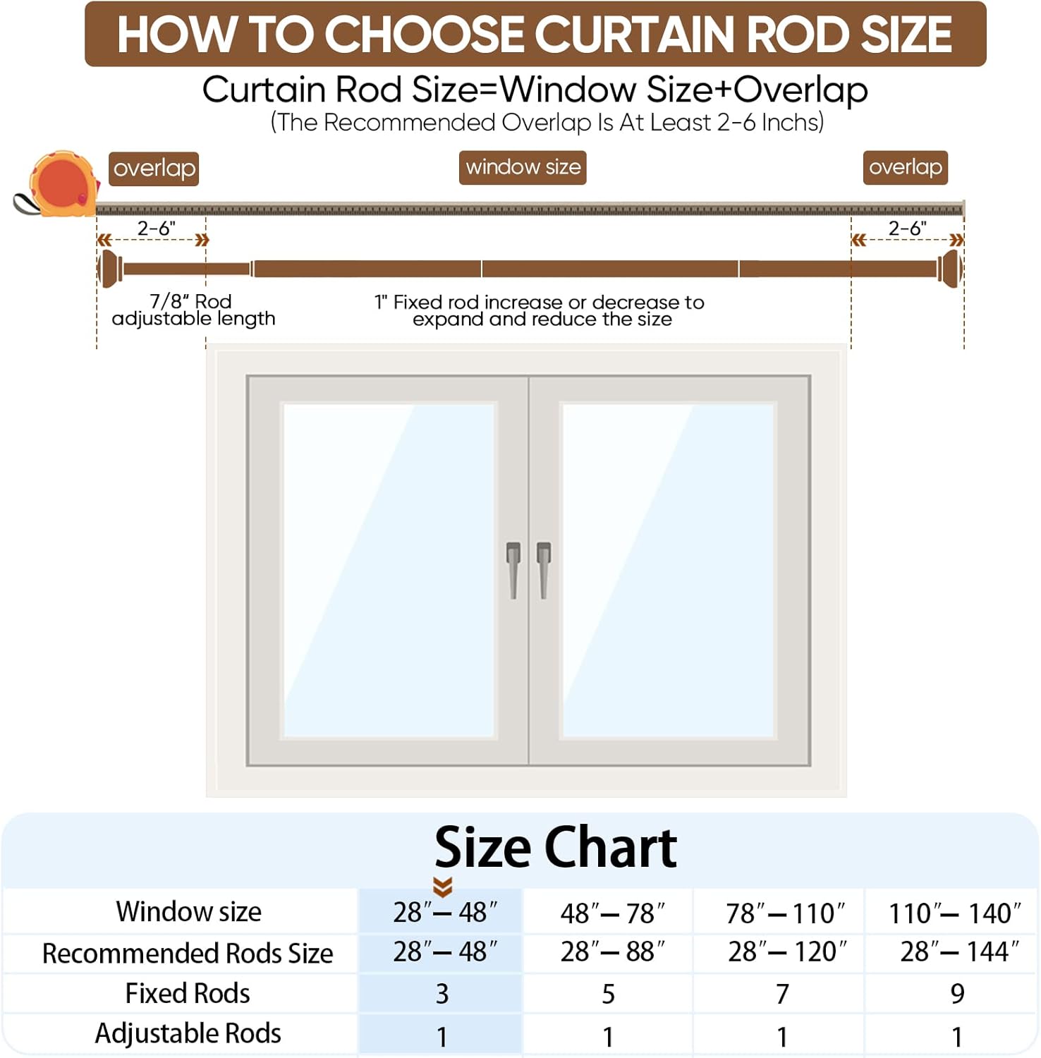 SIMEWIN Barras de cortina doradas para ventanas de 28 a 48 pulgadas, ajustable, de 1 pulgada de diámetro, juego de cortinero decorativo para ventana