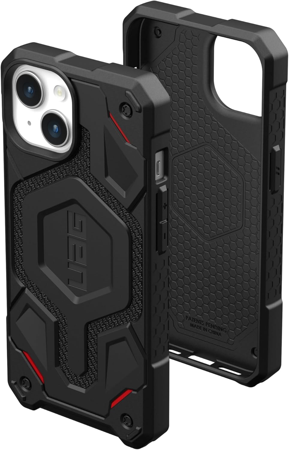 URBAN ARMOR GEAR UAG – Funda Monarch Pro Kevlar negra de 6.1 pulgadas diseñada para iPhone 15, paquete con cordón cruzado UAG para teléfono civil,