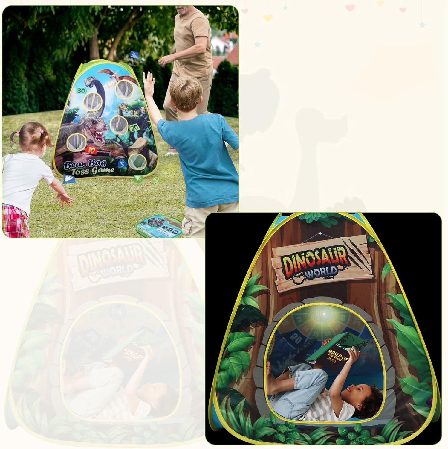 Tienda de campaña de dinosaurio para niños en interior Tienda de campaña desplegable para niños y niñas, para interiores y exteriores, tienda de