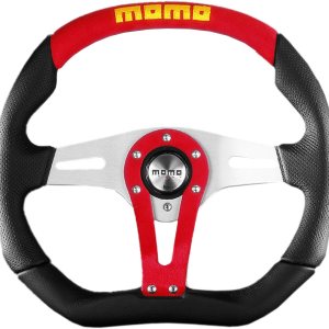 MOMO TRK35BK0R Trek – Volante (piel, 13.780in), color rojo MOMO TRK35BK0R Trek – Volante (piel, 13.780in), color rojo