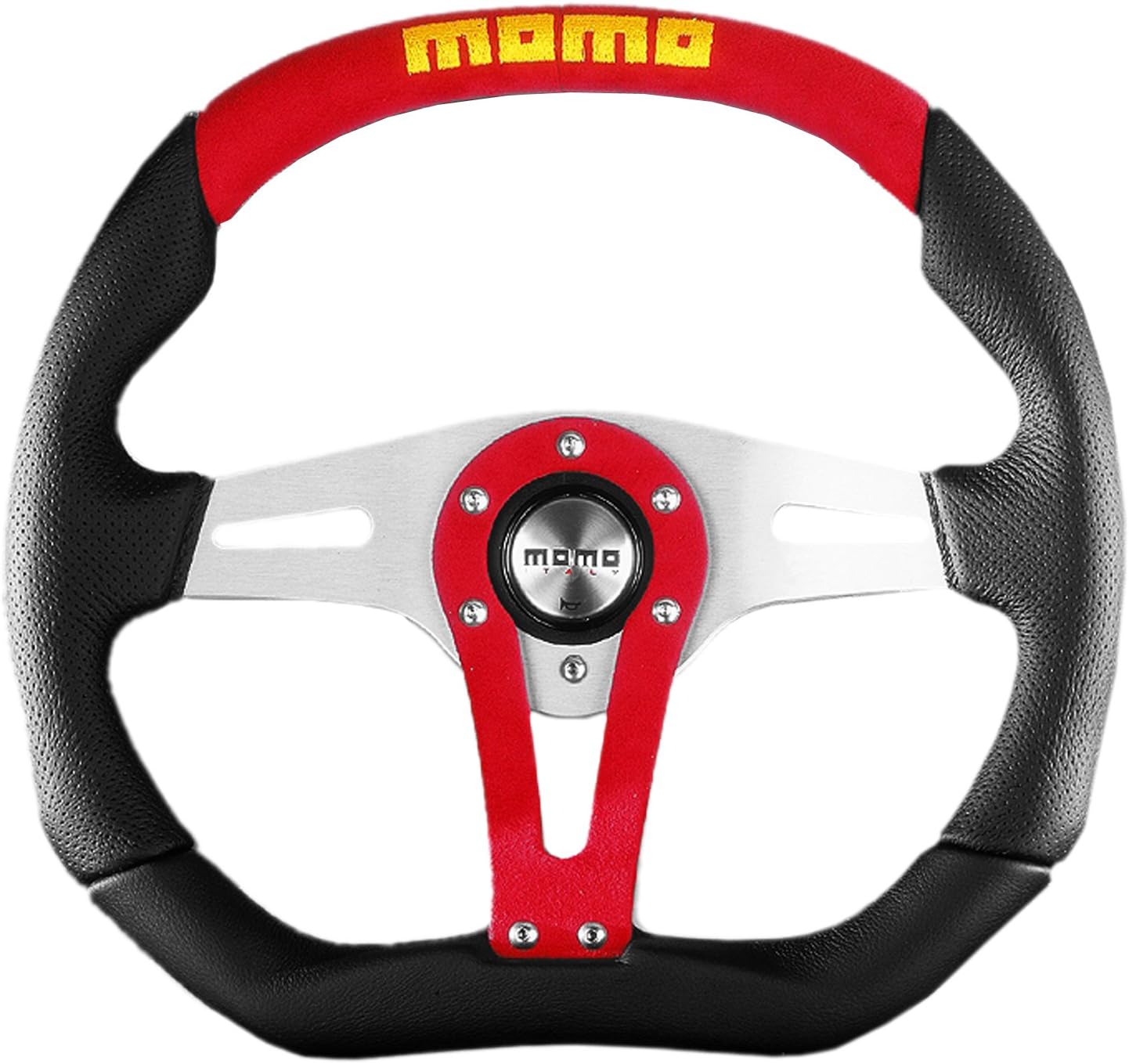 MOMO TRK35BK0R Trek – Volante (piel, 13.780in), color rojo