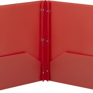 Poly Two-Pocket carpeta WFasteners, 11 x 8 12, Rojo, 25Box Poly Two-Pocket carpeta WFasteners, 11 x 8 12, Rojo, 25Box