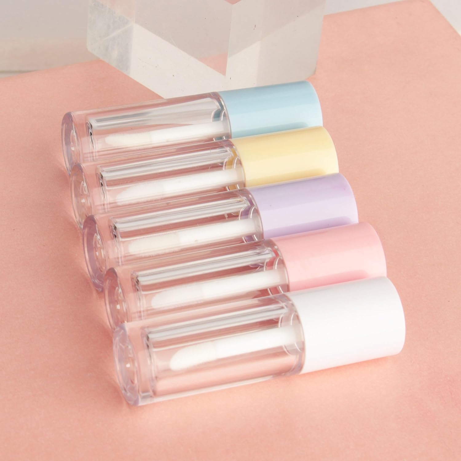 10 tubos de brillo de labios azules vacíos de 0.1 fl oz 0.08 onzas con aplicador de varita para botellas de tinte de aceite de labios, 10 unidades