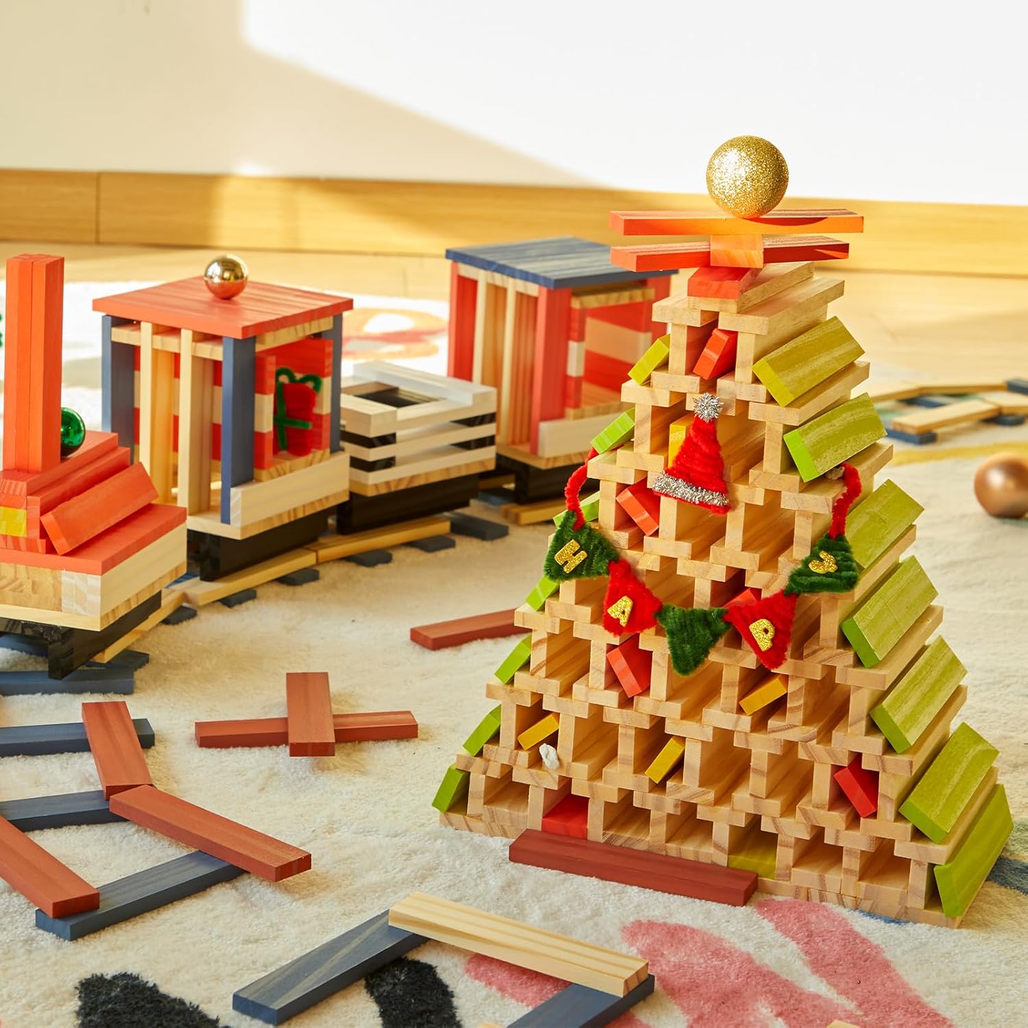 MiDeer Bloques de construcción de pintura a base de agua para niños a partir de 4 años, juguetes de madera no tóxicos para niños de 4 años en