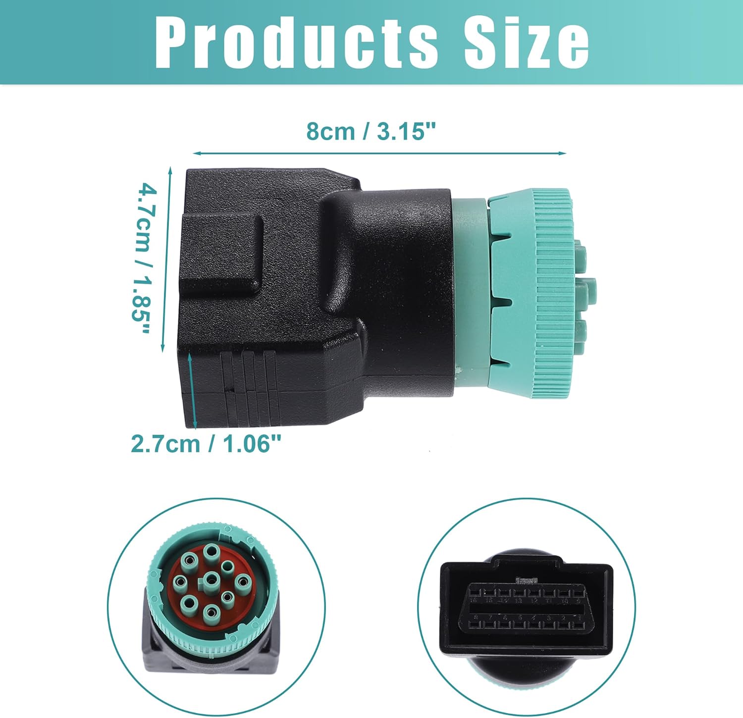 X AUTOHAUX 1 unids tipo 2 OBD2 macho 9 Pin J1939 a OBD2 16 Pin J1962 adaptador hembra OBD dispositivo de diagnóstico Conector convertidor