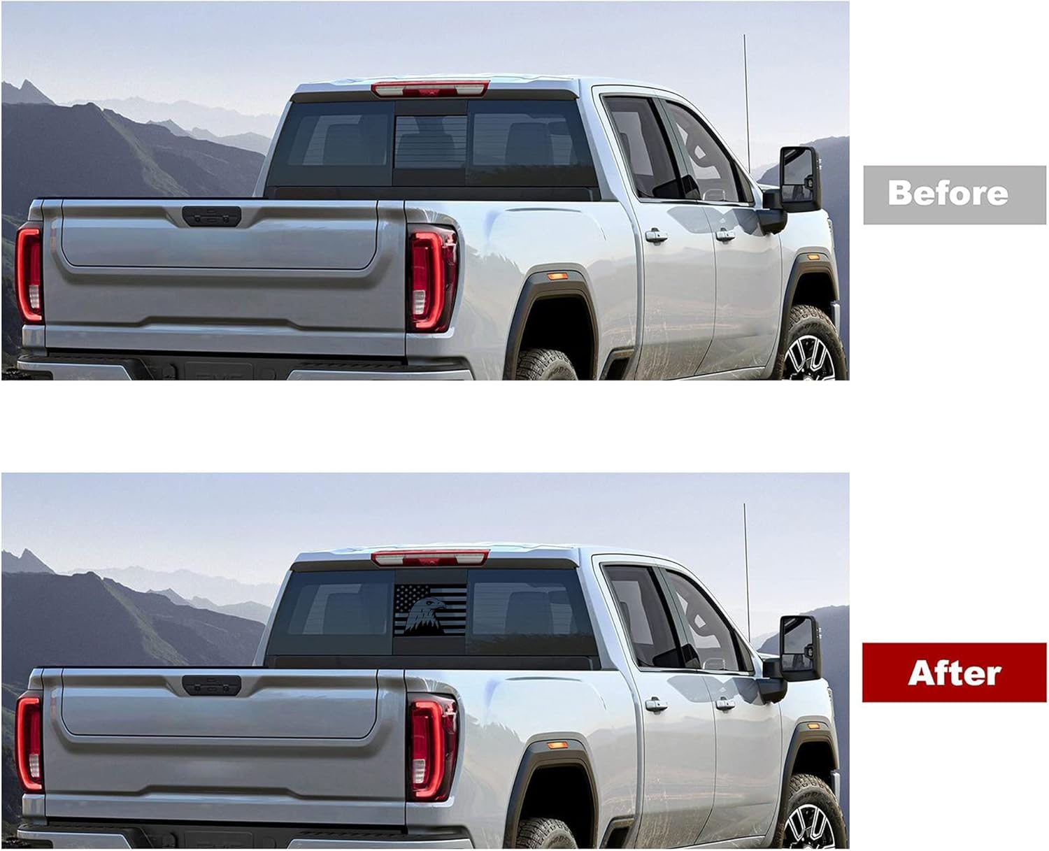 Adhesivos para ventana trasera central (águila), calcomanías de bandera estadounidense, calcomanías para ventana trasera deslizante para Ford F150