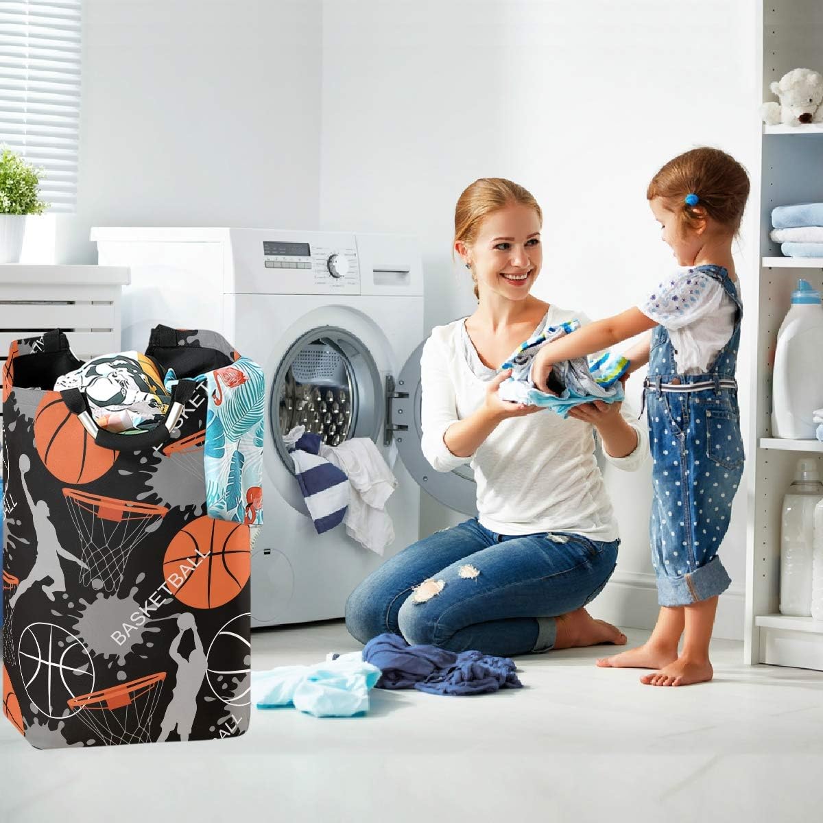 visesunny Cesta plegable para ropa sucia, baloncesto, deportes, abstracta, grande, de tela Oxford, organizador de juguetes con asa para baño,