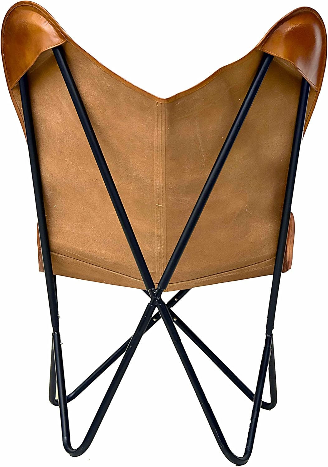 Silla hecha a mano de cuero de búfalo para sala de estar, decoración del hogar, silla de mariposa con marco de hierro plegable