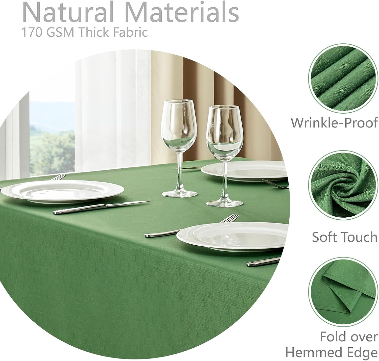 Mantel rectangular impermeable de 52 x 70 pulgadas, mantel texturizado de lino, resistente a las manchas y a las arrugas, lavable, mantel de tela