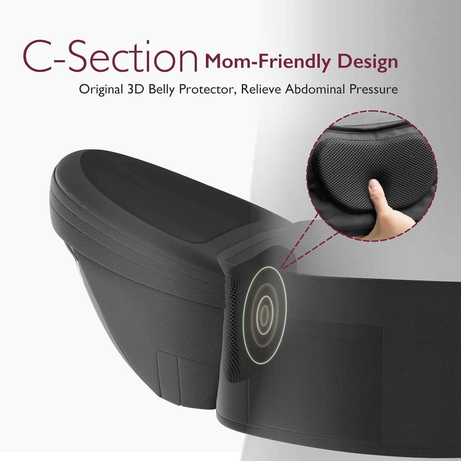 Momcozy Portabebés con asiento de cadera, cintura ajustable con protector de vientre 3D original, portabebés ergonómico con varios bolsillos para