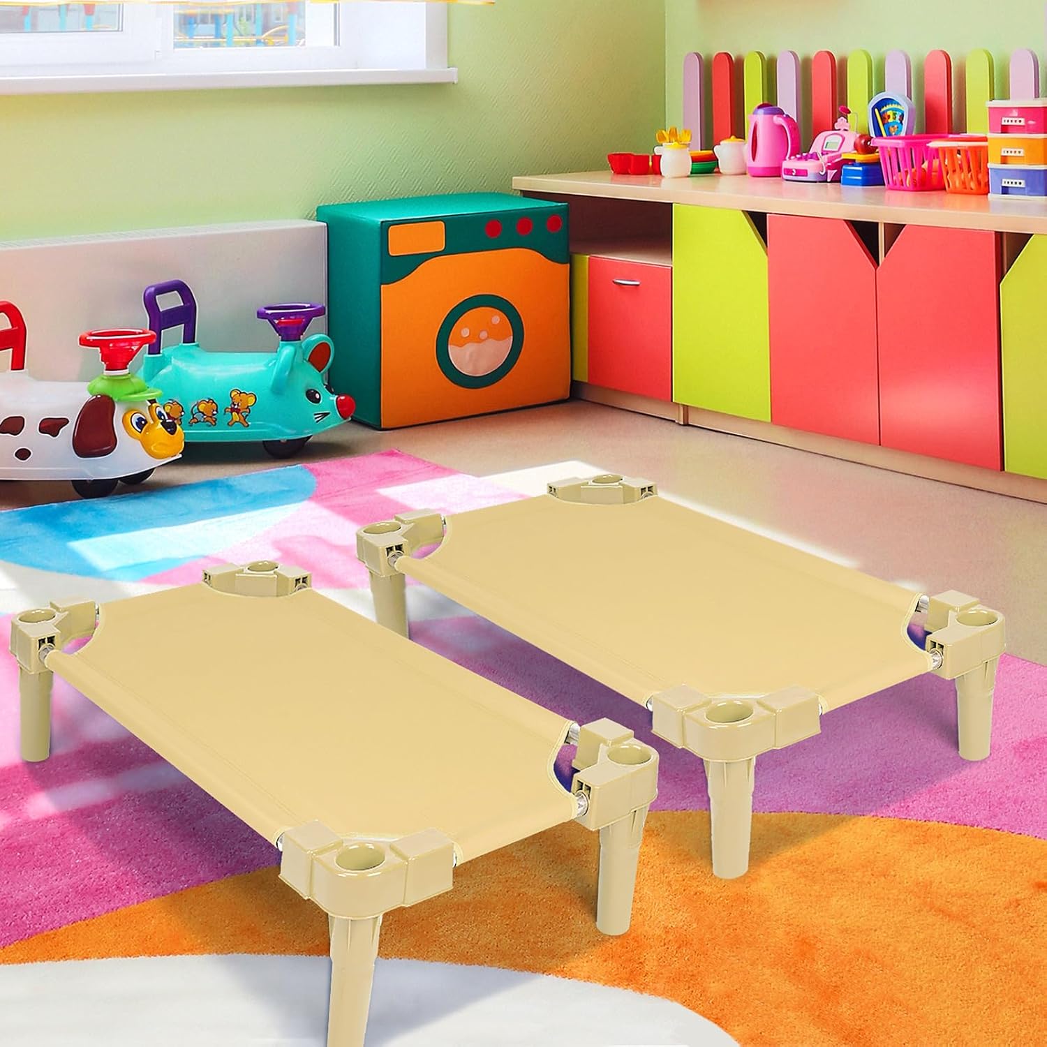 Cunas de guardería apilables para niños, 47 pulgadas de largo x 22 pulgadas de ancho, cuna portátil para dormir, cama portátil para muebles de aula