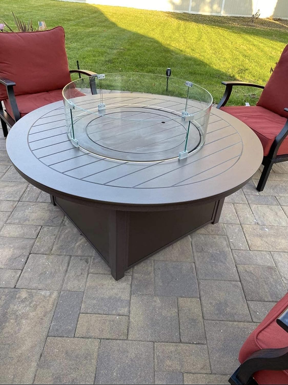 AMS Chimenea de 42 pulgadas, protector de viento de vidrio redondo comercial  Panel protector de llama de vidrio templado transparente. Resistente
