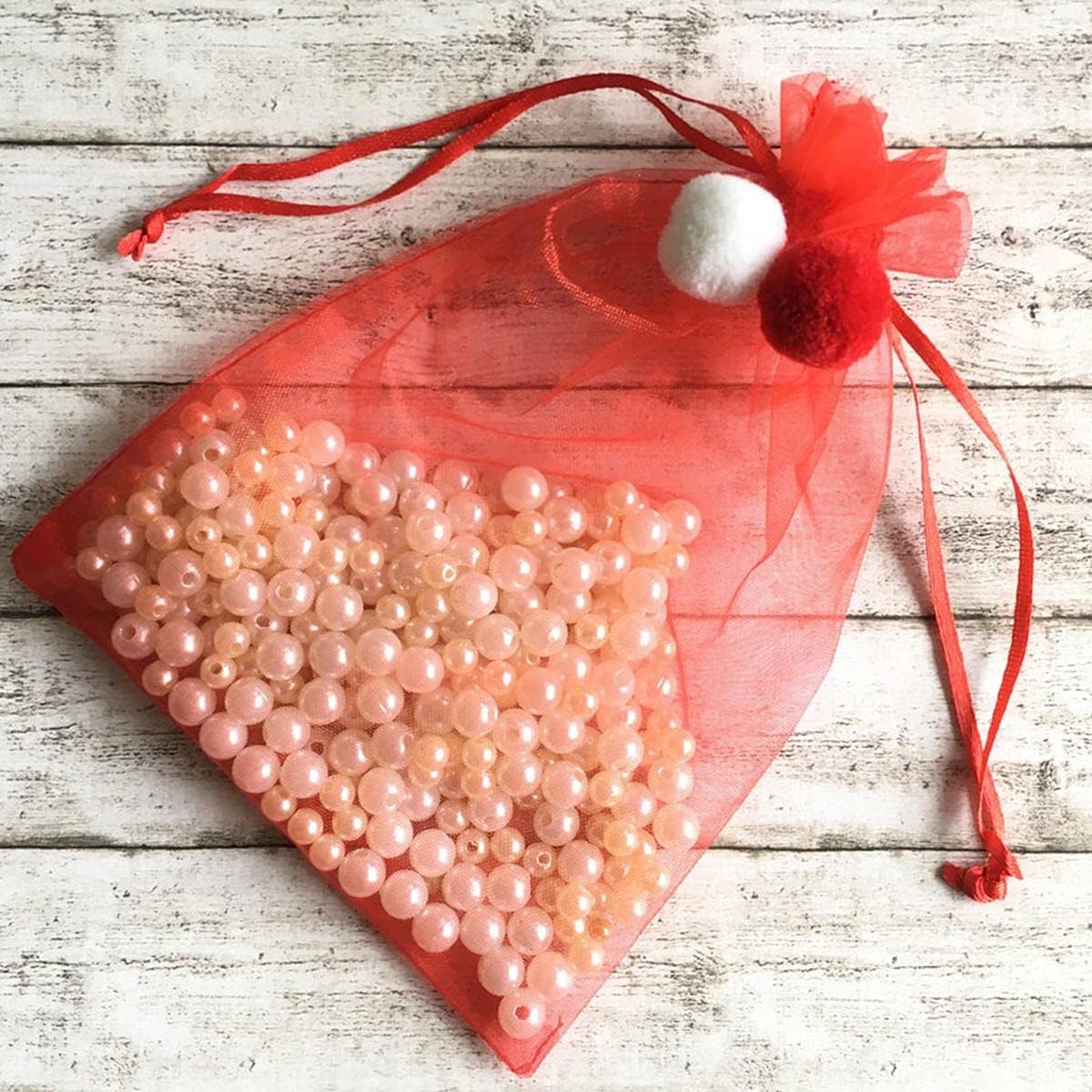Bolsas de regalo de organza de 5 x 7 pulgadas con cordón para joyas, dulces, flores de lavanda secas, 100 bolsitas rojas, bolsa de malla de tela