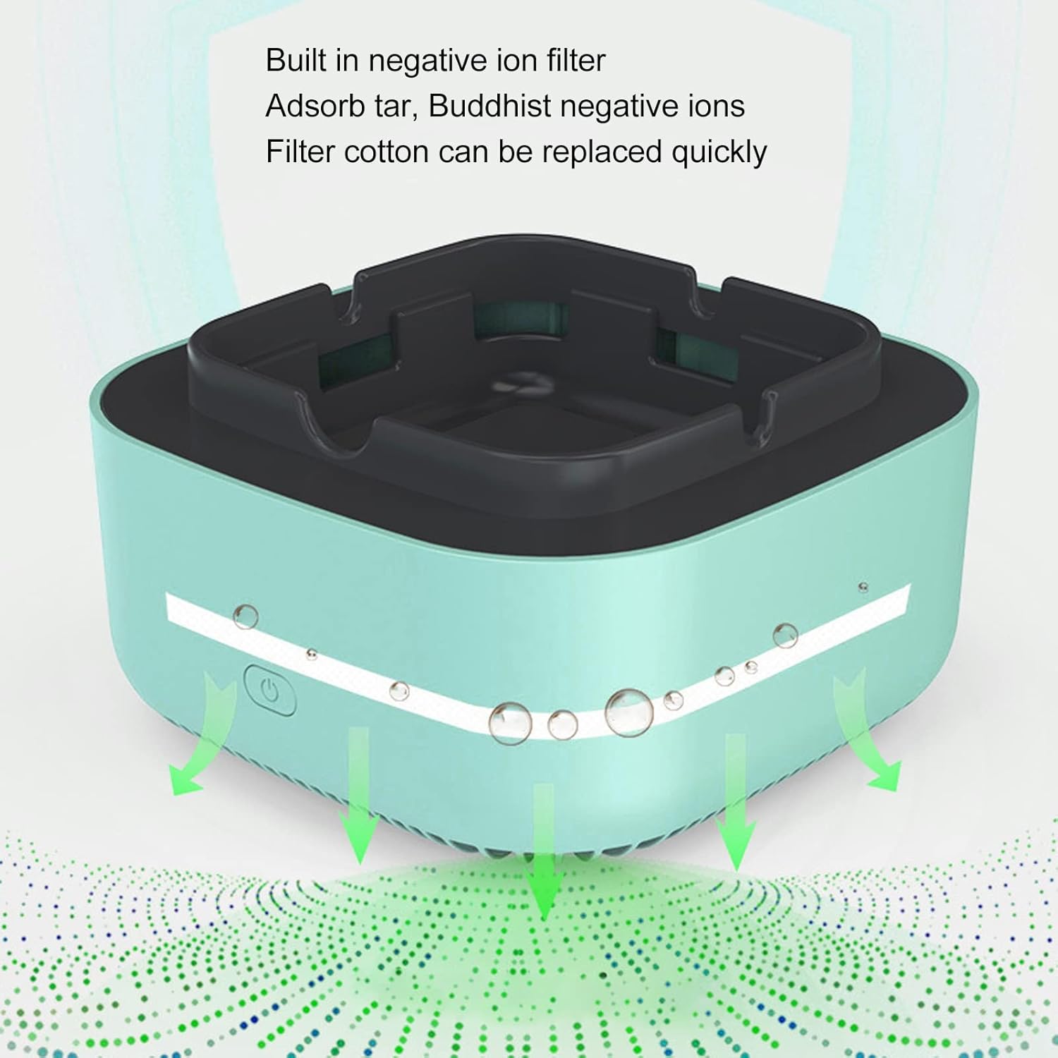 Ceniceros multifuncionales sin moho, cenicero sin humo para interiores, cenicero purificador de aire de 360 grados, operación silenciosa de succión