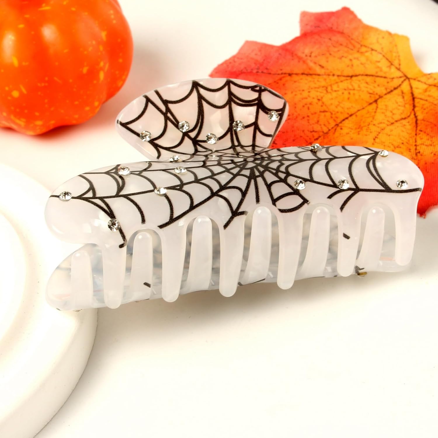 Pinzas para el cabello de Halloween, pinzas para el cabello de telaraña, accesorios para el cabello de Halloween, pinzas para el cabello blanco y
