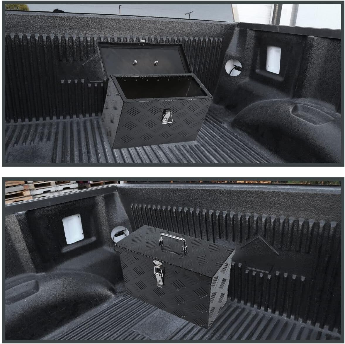 Caja de herramientas chapada en aluminio resistente de 16 pulgadas, caja de herramientas para camioneta, caja de herramientas para remolque, caja de