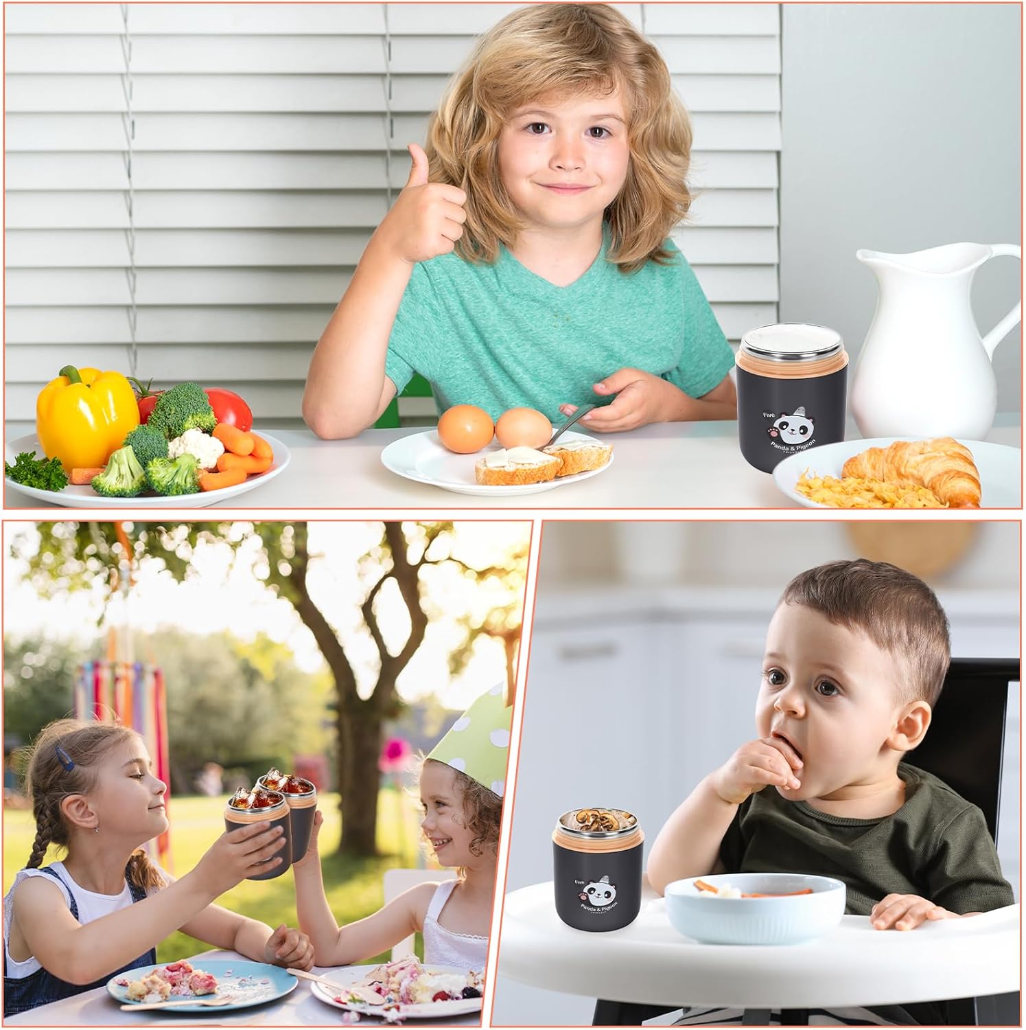 Termo de 15.4 onzas para comida caliente, tarro de alimentos aislado con cuchara plegable, lonchera de acero inoxidable para niños y adultos,