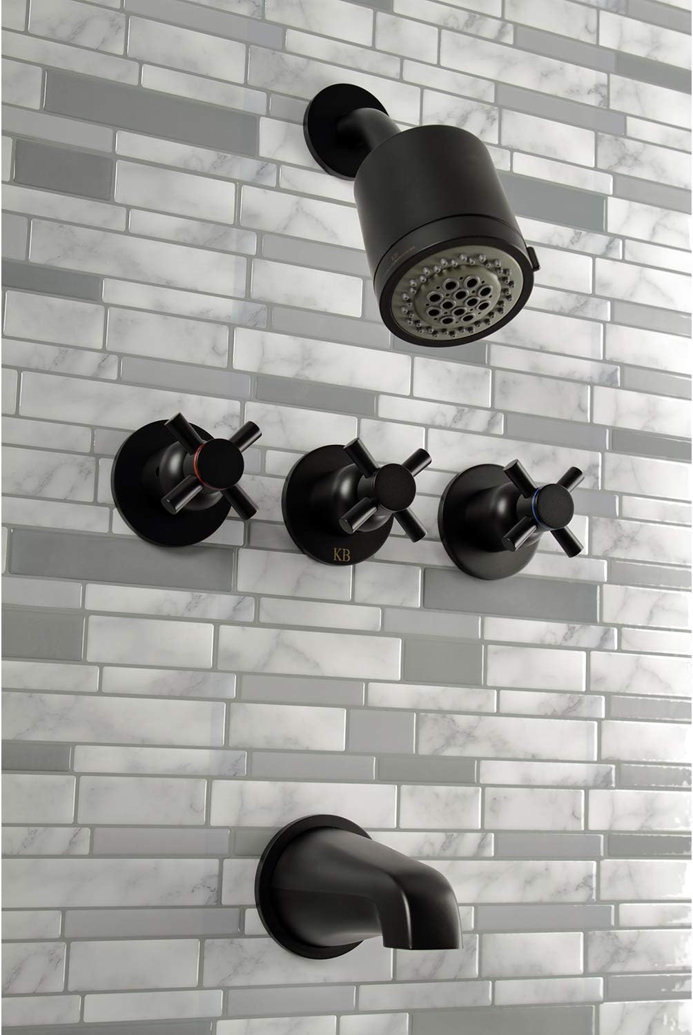 Kingston Brass KBX8130DX Concord – Grifo para bañera y ducha, color negro mate, 7.13 x 10.56 x 5.13 pulgadas