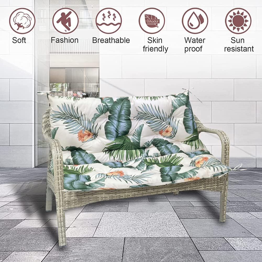 GPPSUNGD Cojines de repuesto para columpio con respaldo, cojín de banco impermeable para exteriores, 2-3 plazas, para muebles de jardín y patio (60