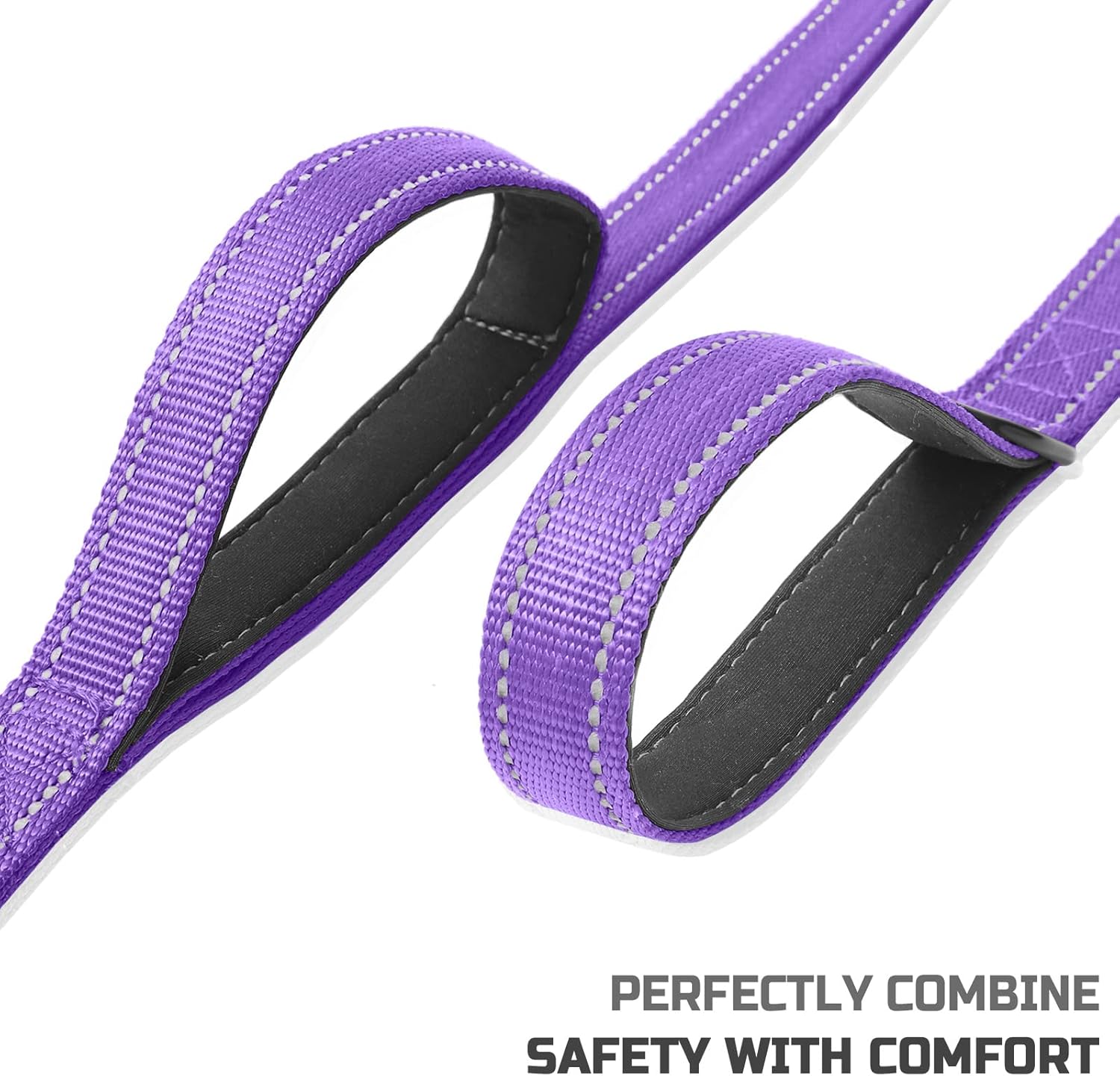 Bolux Correa para perro de 5 pies, correa de cuerda resistente con 2 asas acolchadas, correa de entrenamiento de mascotas con doble asa reflectante