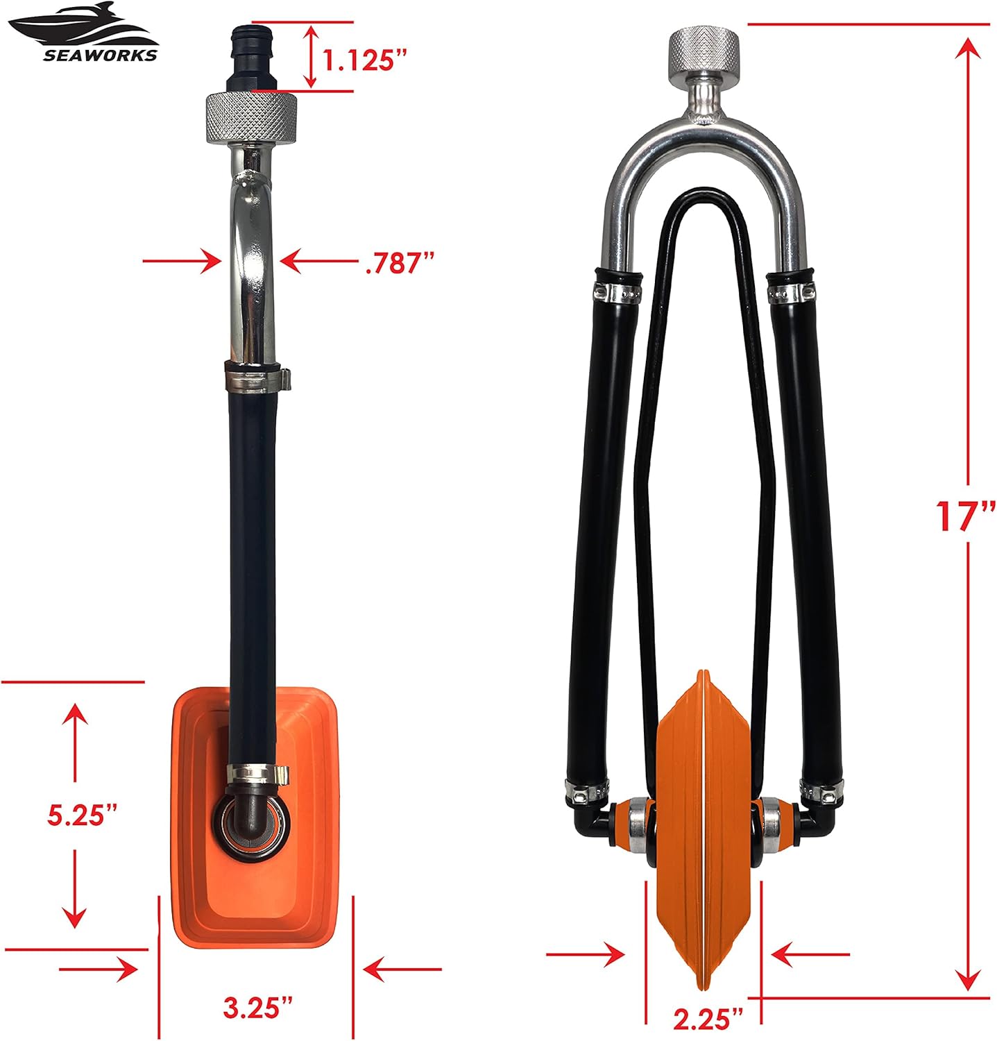Seaworks Flusher de motor de barco de acero resistente estilo manguito de doble alimentación, uso para anticongelante para invierno o lavado de agua