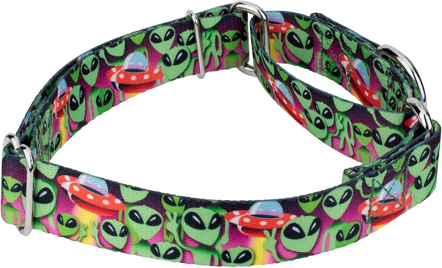 Country Brook Petz – Collar de perro Martingale Space Aliens – Colección Geek Chic con diseños para cualquier mega fan (58 pulgadas, pequeño)