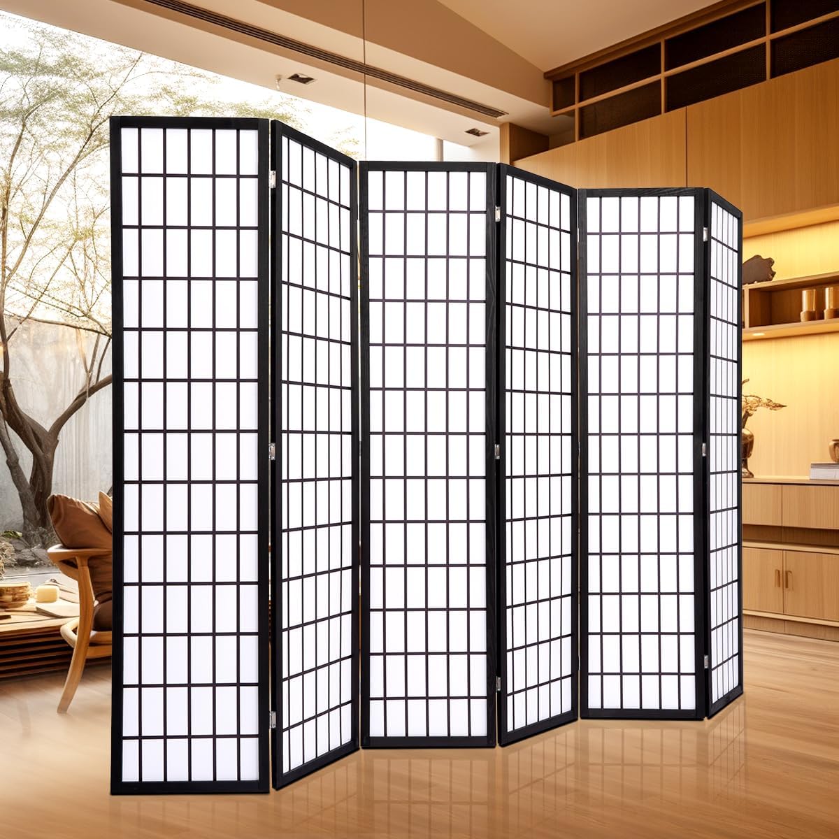 JVVMNJLK Divisor de habitación Oriental Shoji – Divisor de habitación de 6 paneles, divisor para separación de habitaciones, pantalla de privacidad
