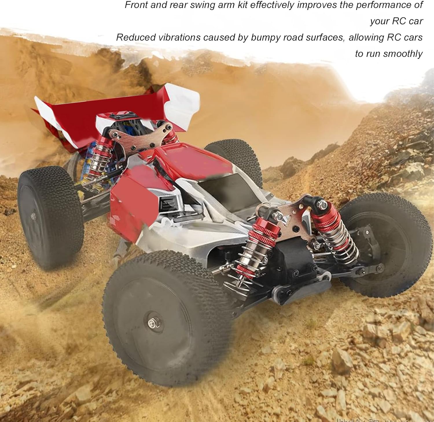 VGEBY Brazo de suspensión RC, 4 unids RC brazo oscilante trasero delantero para WLtoys 144001 144002 124019 124018 124017 144010 modelo accesorios