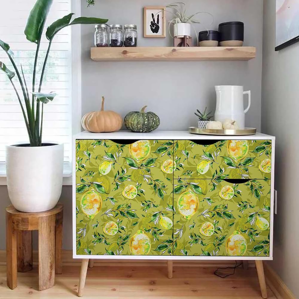 Papel tapiz autoadhesivo de 18 x 236 pulgadas, color amarillo, extraíble, fácil de despegar, para cocina, dormitorio, baño, inquilino