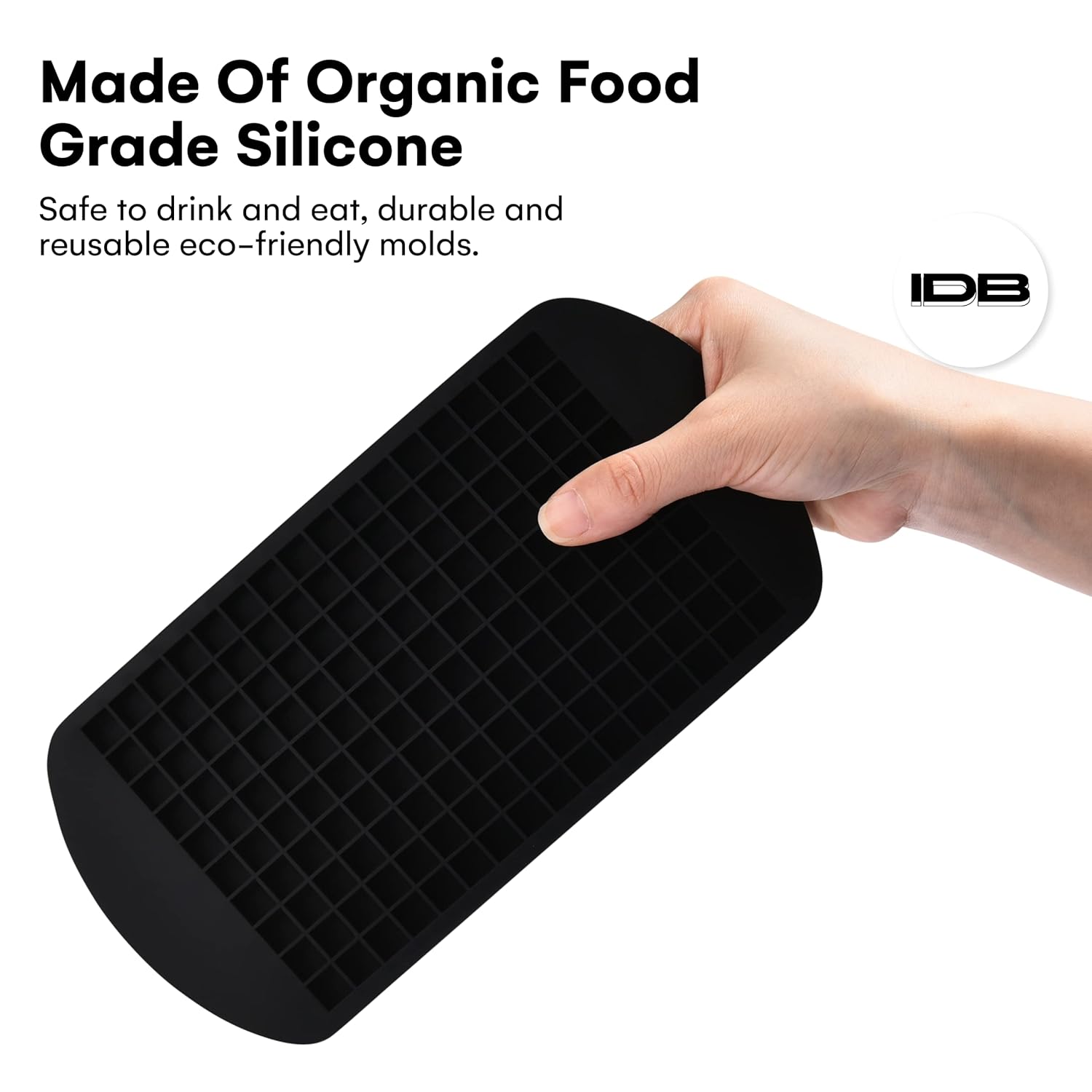 Wood Grip Bandejas de silicona para cubitos de hielo, molde para cubitos de hielo de fácil liberación de 9 x 5 pulgadas, bandeja de hielo negra
