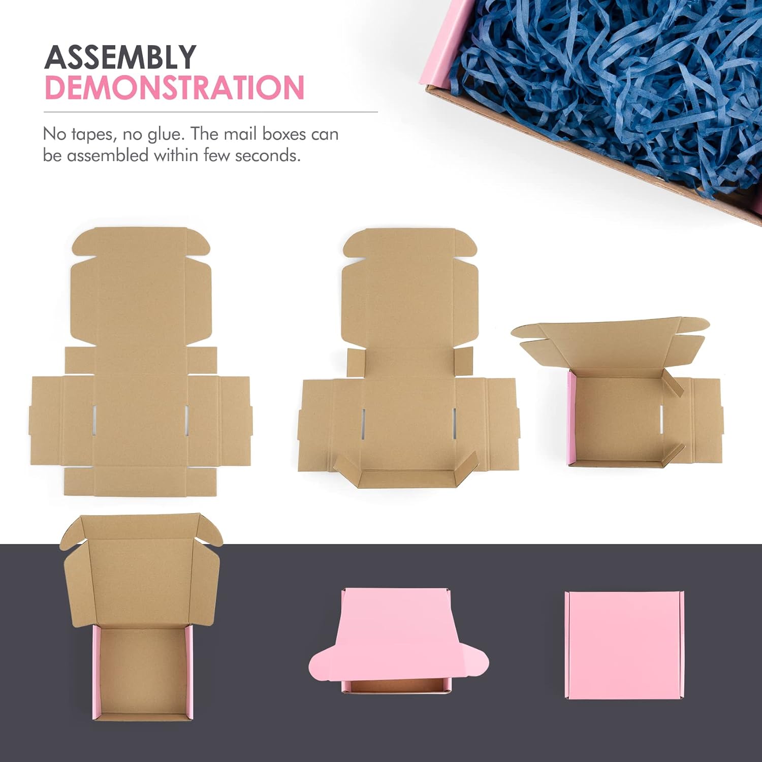 Golden State Art, Cajas de envío rosadas de 6 x 4 x 2, paquete de 26 cajas pequeñas de cartón corrugado para envío, embalaje, regalos de manualidades