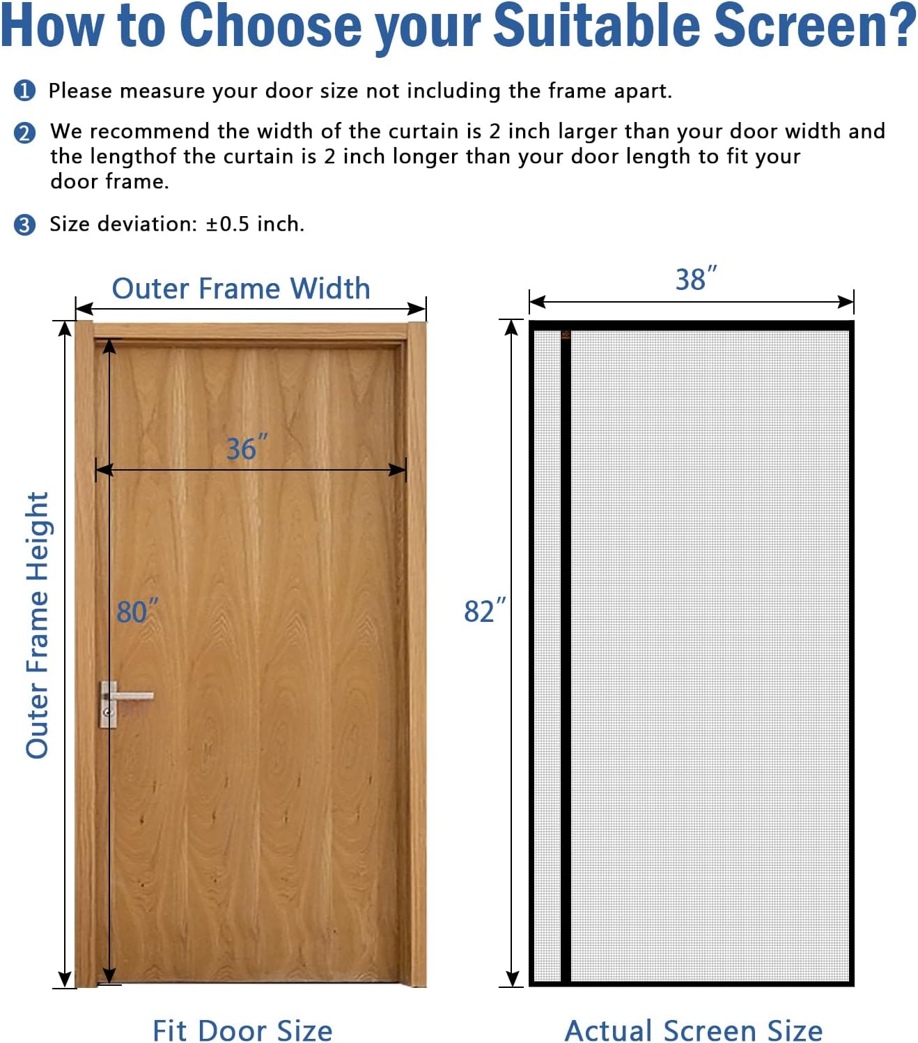 WochiTV Malla reversible para puerta de 36 x 80 pulgadas, pantalla magnética de apertura lateral izquierda y derecha, tamaño de 38 x 82 pulgadas,