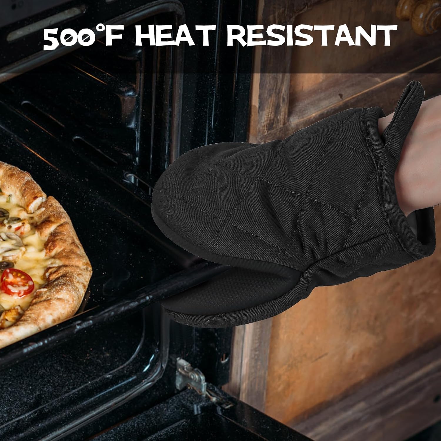 Juego de 4 manoplas de horno y soportes para ollas, mini guantes de cocina de silicona resistentes al calor para 500 grados, mini guantes de horno y
