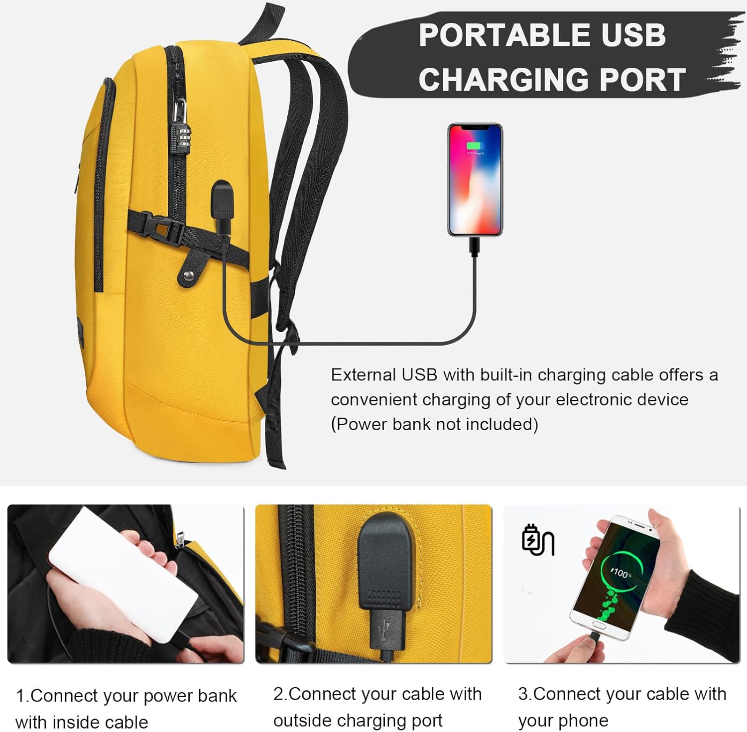 Mancro Mochila de viaje para laptop con puerto de carga USB, mochila antirrobo de 15.6 pulgadas para mujeres y hombres, bolsa de computadora