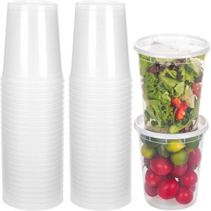 Moretoes 60 juegos de recipientes de sopa de 32 onzas con tapas, recipientes herméticos resistentes para microondas para sopas, sobras, salsas Moretoes 60 juegos de recipientes de sopa de 32 onzas con tapas, recipientes herméticos resistentes para microondas para sopas, sobras, salsas