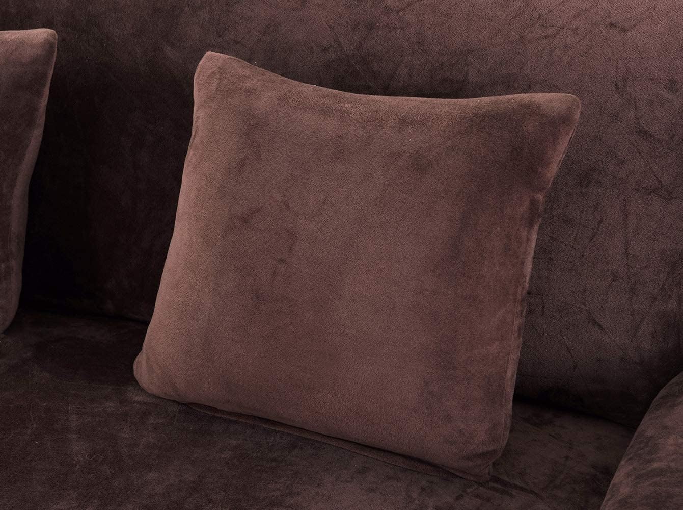 Modern Velvet Plush High Stretch Sectional Couch Covers L Shape Sofa Covers 2pcs Sofa Slipcovers for 3 + 3 Seaters Sectional Chaise Slipcover