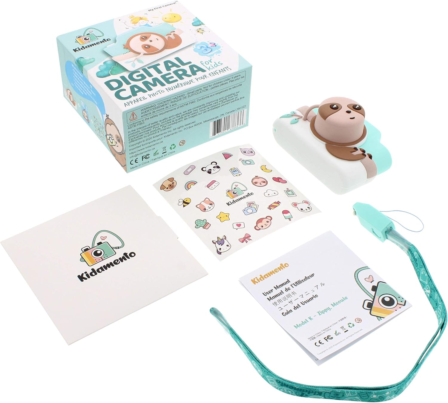 Kidamento Cámara digital y videocámara de video para niños con pantalla táctil, carcasa de silicona suave, tapa de lente desmontable, tarjeta de
