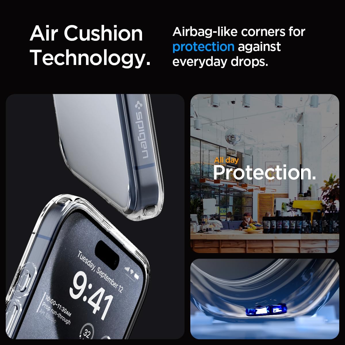 Spigen Funda ultra híbrida diseñada para iPhone 15 Pro (2023), antiamarilleo protección de grado militar – Transparente