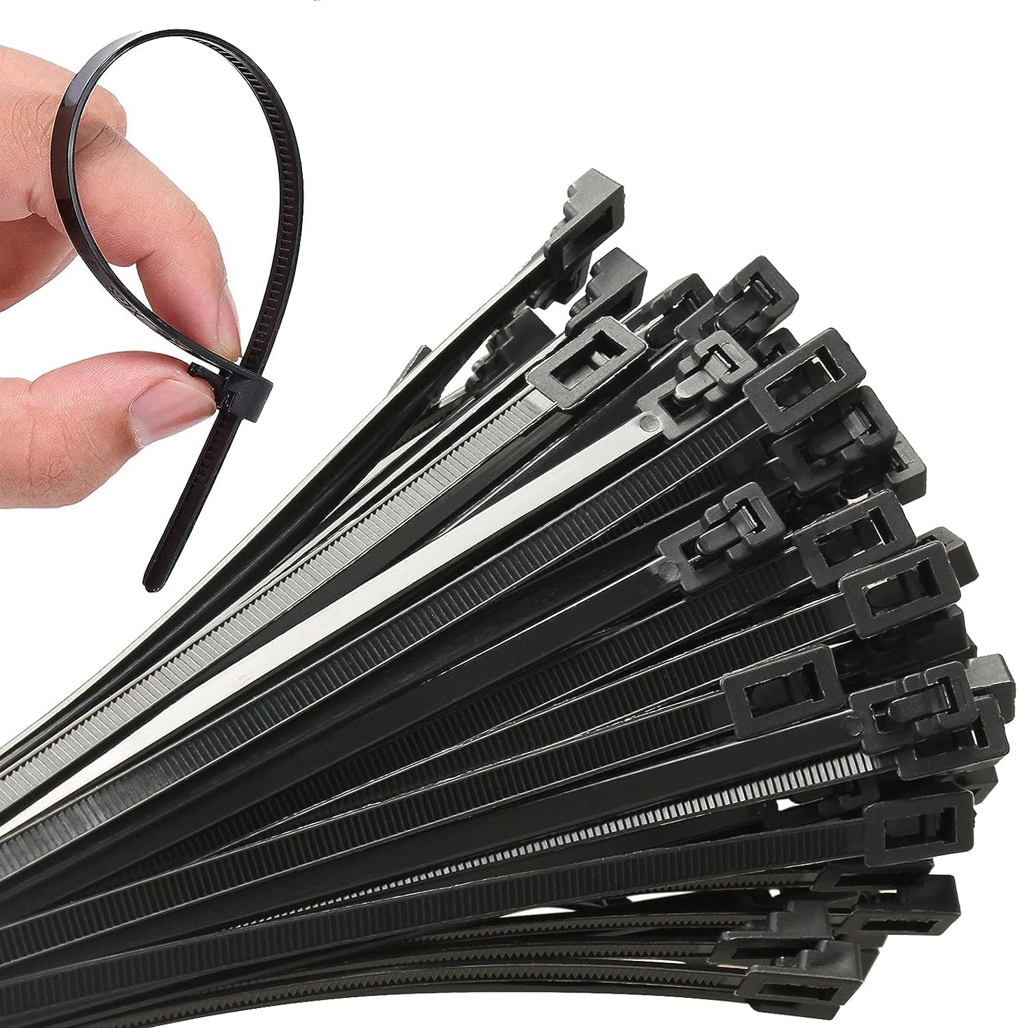 100 unidades reutilizables de 18 pulgadas resistentes con cremallera industrial, bridas negras liberables, envoltura fuerte ajustable de 120 libras,