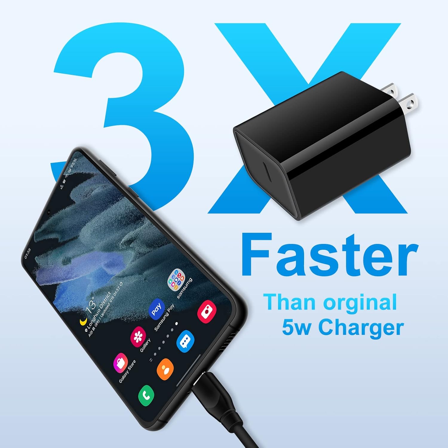 Bloque de carga USB C, 20 W, tipo C, bloque de carga rápida, caja de cubo, adaptador de enchufe de ladrillo compatible con iPhone 15 14 Pro Max 13