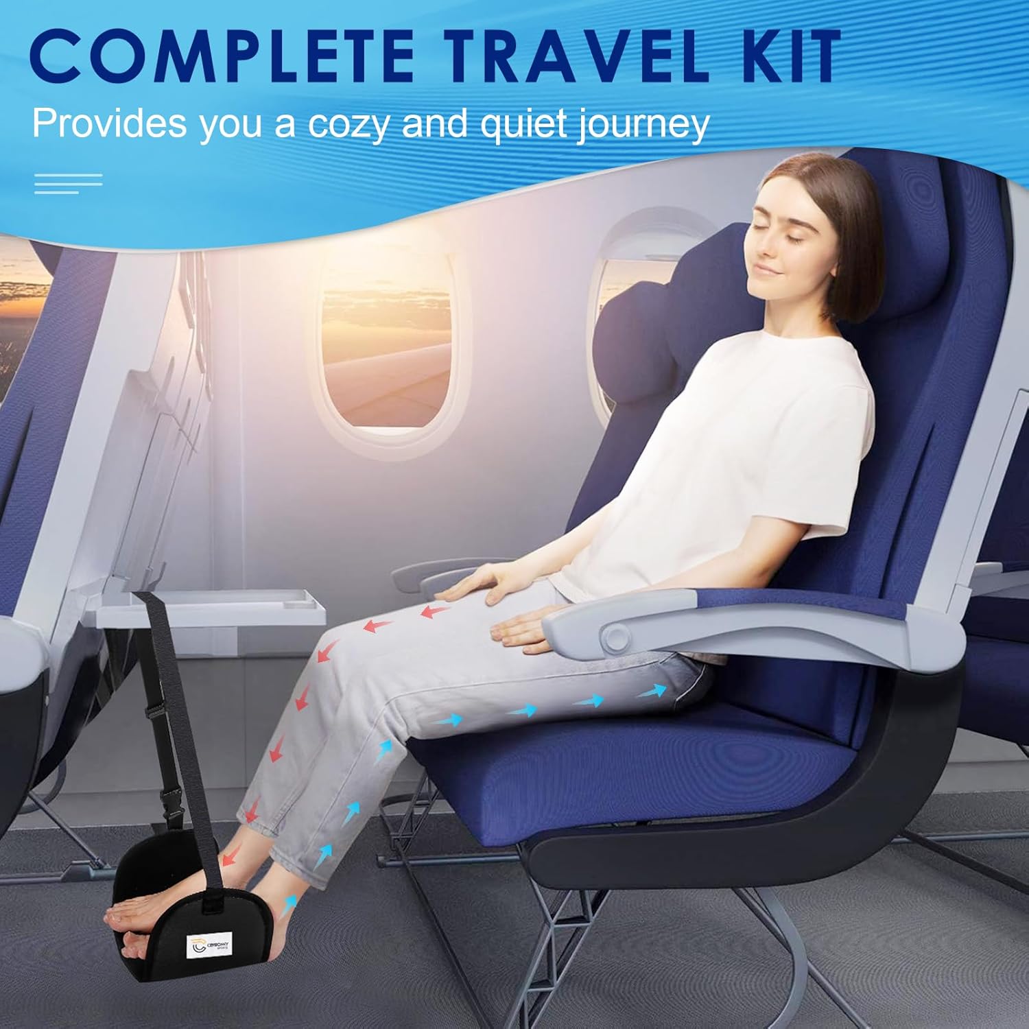 Reposapiés para avión, hamaca portátil y ajustable, ideal para viajes en avión, esencial para relajar tus pies durante viajes en avión, reposapiés