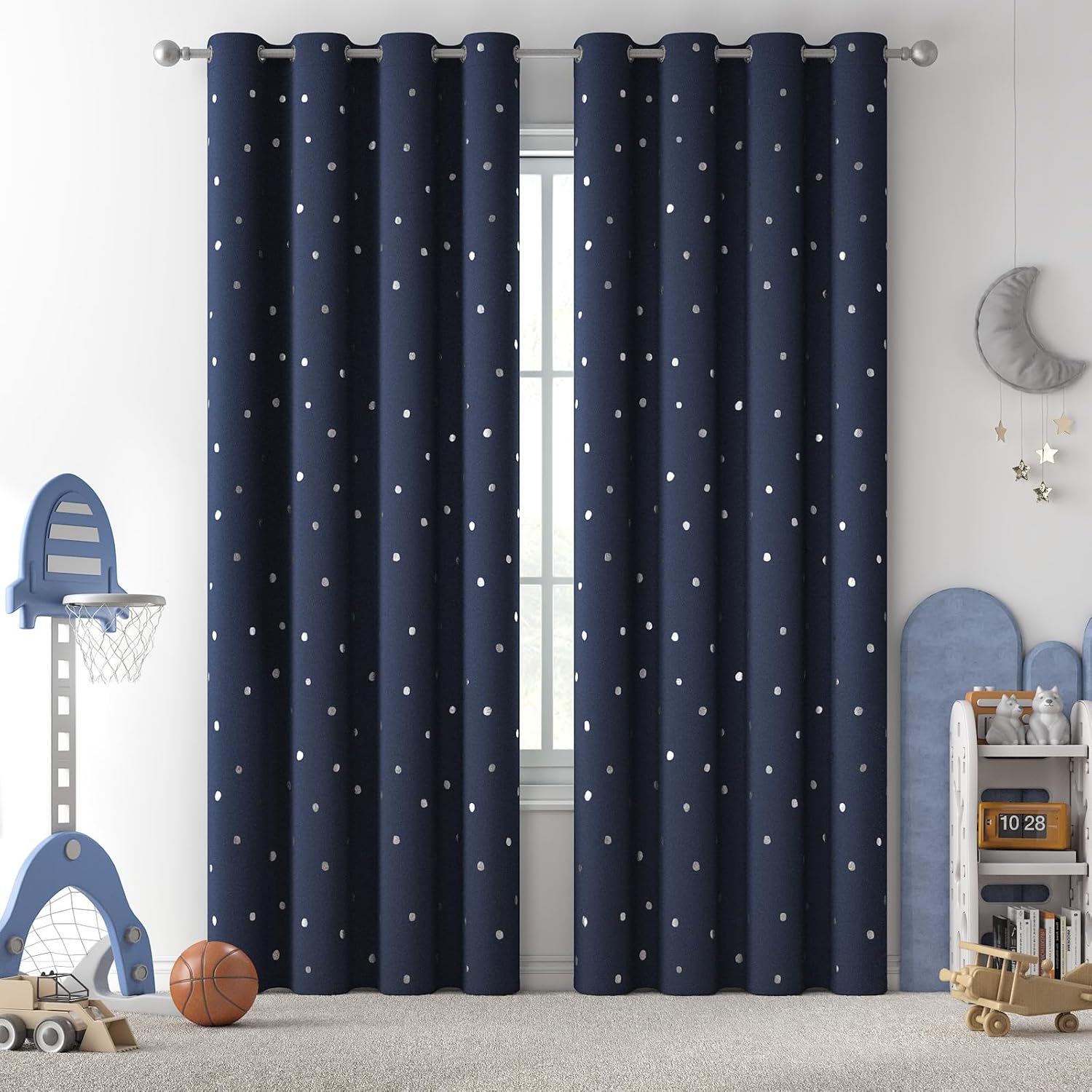 jinchan Cortinas opacas para dormitorio de niños, con aislamiento térmico para oscurecer la habitación, con ojales en la parte superior, cortinas de