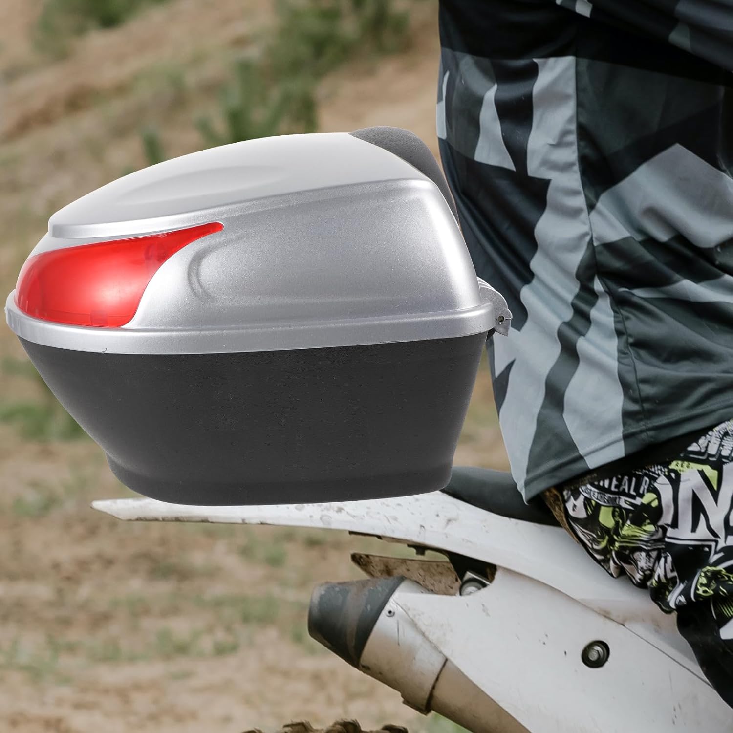 VICASKY Funda superior para motocicleta, caja de cola de viaje, maletín para almacenamiento de casco, portador impermeable con bloqueo, fácil