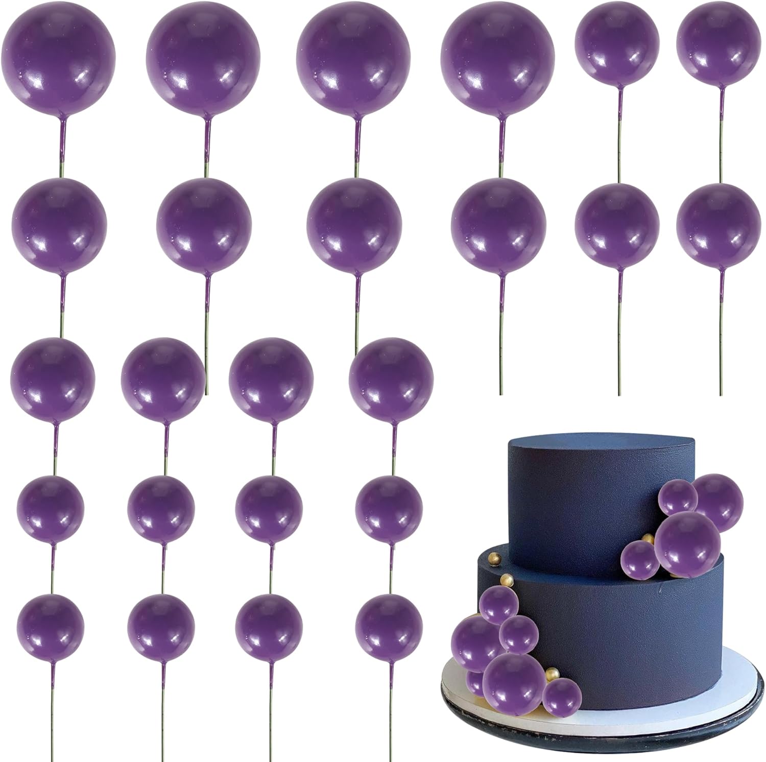 24 bolas para cupcakes, adornos para tartas, bolas de espuma para manualidades, mini globos, decoración de pasteles para baby shower, cumpleaños,