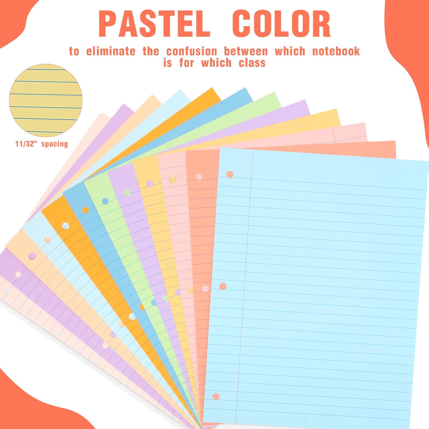 Paquete de 12 hojas sueltas de 8 x 10.5 pulgadas, 1200 hojas de papel de relleno de 3 agujeros perforados de calidad para carpetas de 3 anillos para
