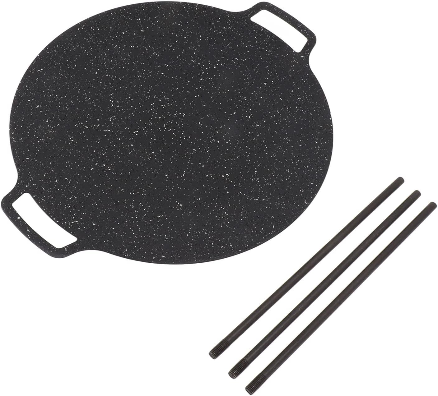 Sartén coreana, sartén redonda antiadherente para barbacoa con asas dobles, conductividad térmica rápida, soporte estable, adecuada para estufa de