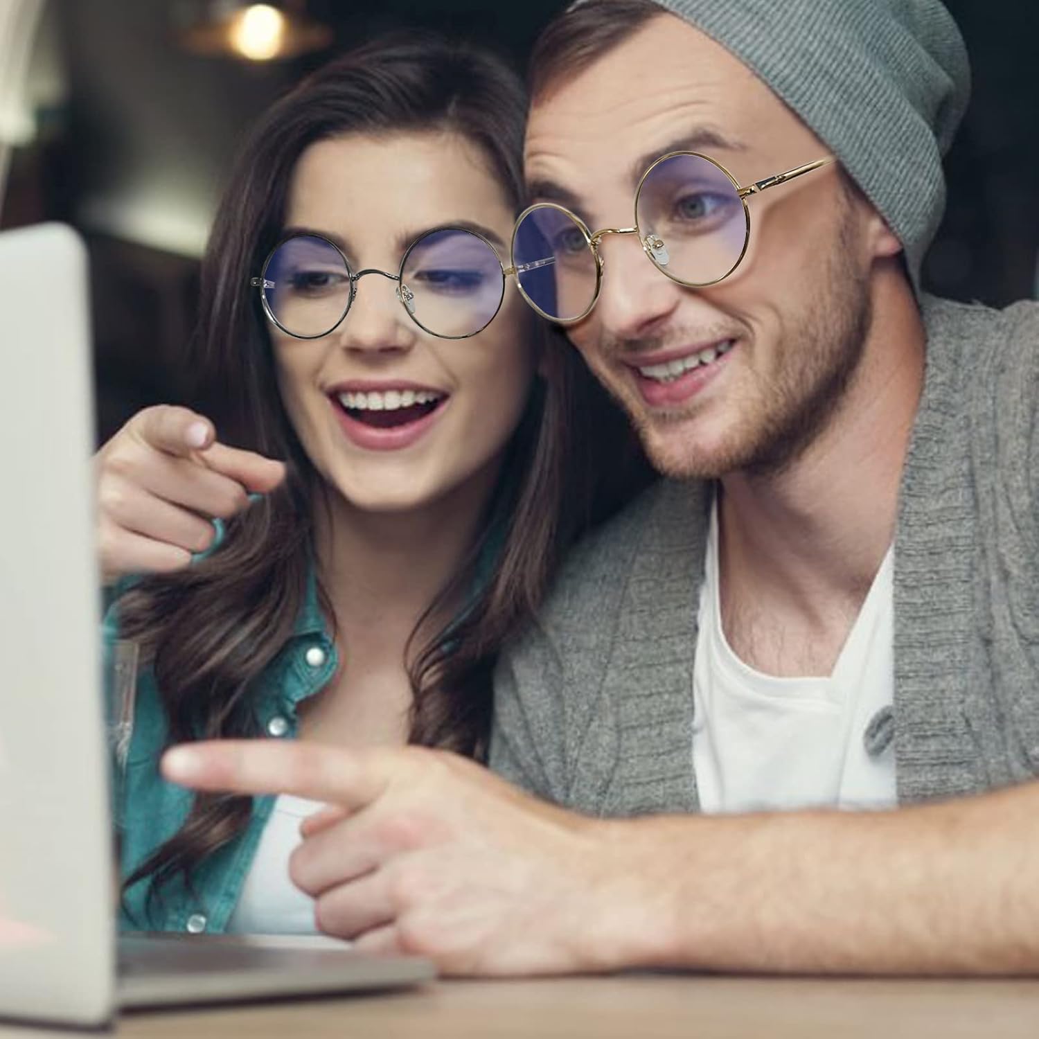 Brigtlaiff Gafas redondas de bloqueo de luz azul para hombres y mujeres, gafas de televisión para juegos de computadora, antifatiga ocular con marco